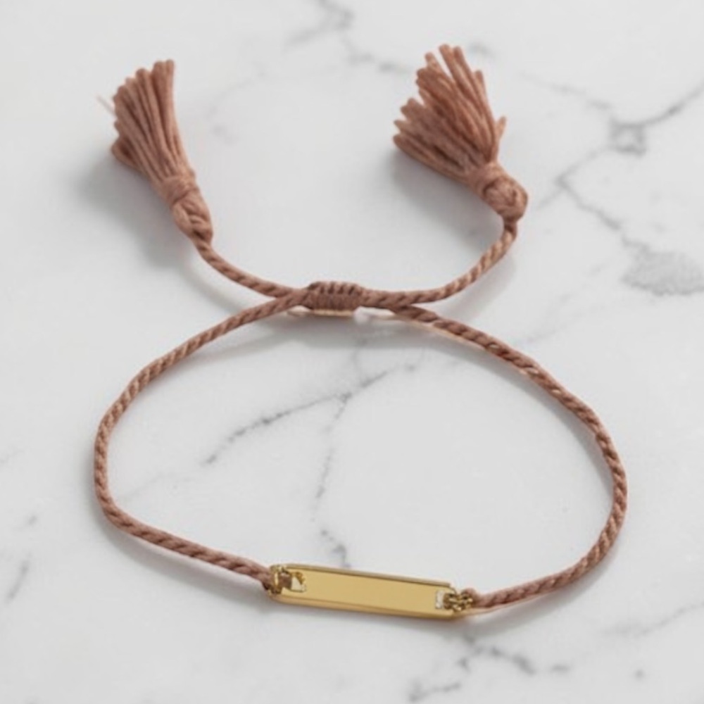 Adjustable Cord Bar Bracelet | Minimalist Gold Plate Friendship Bracelet